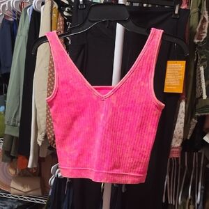 Zenna 2-Way Vibrant Pink Ribbed Women's Top